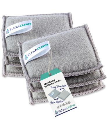 Elexaclean flush sponge pot cleaner sponges (6 -seater set 10x8 cm gray) washable to reuse with microfiber 6 -Ser Set 10x8cm (small)