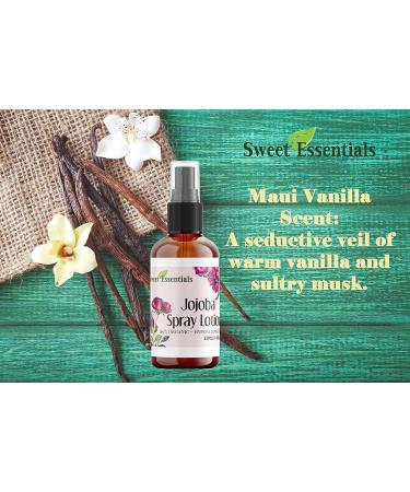Maui Vanilla Spray Lotion | 89% Organic | Jojoba & Argan Oil | Silky Skin Formula | 4oz Bottle - Shop Now - Buy Online on SooperMarket.com