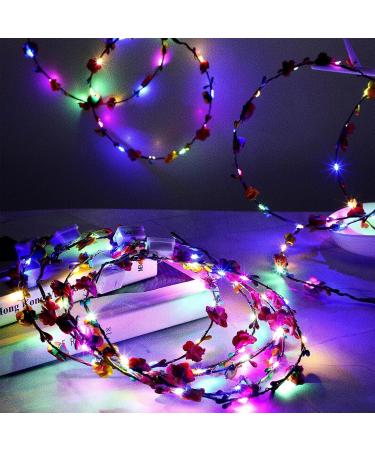 Aoriher 16 Pieces LED Flower Headband Lower Crown Flower Headdress for Women for Wedding Halloween Christmas and Party - Buy Online on SooperMarket.com
