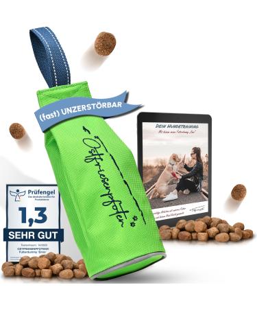 Ostfriesenpfoten - extremely durable feed bag 'Enno' |Without metal eyelet |Neongr n |Size L |Suitable for all dog breeds - washable feed dummy including eBook for your agility training