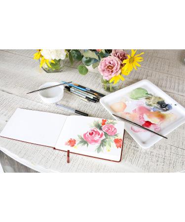 Linden Art Watercolor Journal - 140lb (300 GSM), 64 Cold Pressed Pages, 8.5x5.5 inches - Watercolor/Mixed Media Travel Journal with Brown PU Leather Cover - Buy Online on SooperMarket.com