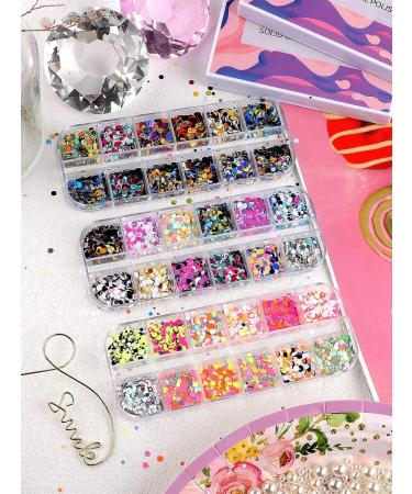 36 Color Nail Sequins - Kalolary 3D Nail Art Flakes Glitter Paillettes for Valentine s Day DIY Nail Decoration - Buy Online on SooperMarket.com