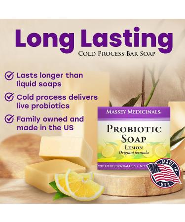 Massey's CF 100% Natural Probiotic Lemon Body Soap - 4oz | Refreshing Lemon Scent - Buy Online on SooperMarket.com