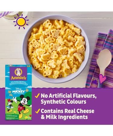 ANNIE'S - MACARONI AND CHEESE Disney Mickey and Friends No Artificial Flavours or Synthetic Colours Contains Real Cheese and Milk Ingredients 80% Organic Ingredients 170 Grams Package - Buy Online on SooperMarket.com