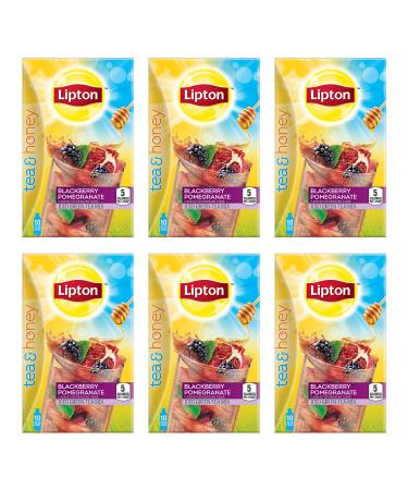 Lipton Iced Tea Mix, To-Go Packets, Green Tea & Honey Iced Tea, Blackberry Pomegranate, 10 Packets (Pack of 6)