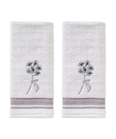 SKL Home Timeless Leaves Hand Towel (2-Pack) White White Hand Towel Set