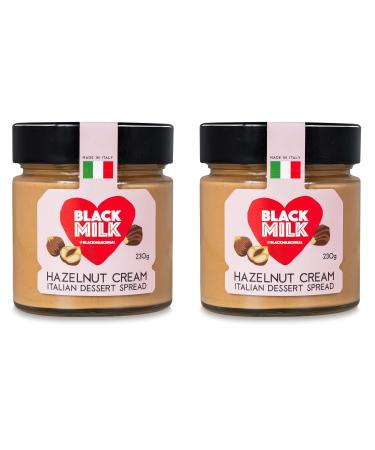 Black Milk Hazelnut Cream Spread 2x230g - Made In Italy - Bake or Spread - Gluten Free - Two Jars