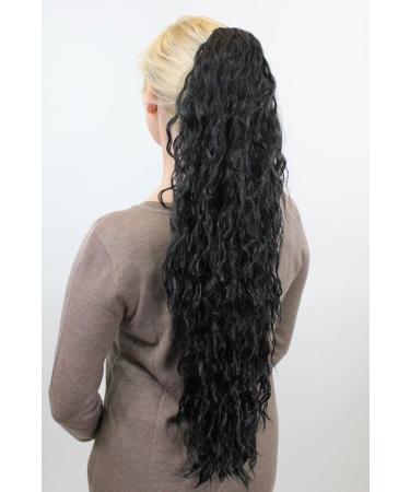 Voluminous Kinky Curly Ponytail Hairpiece - Long Braided Extensions in Black N838-1 | Shop Internationally - Buy Online on SooperMarket.com