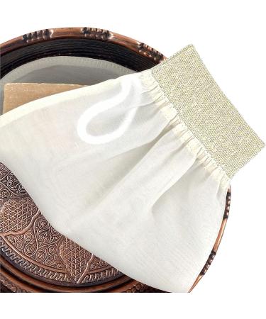 100% Raw Cocoon Silk Exfoliating Glove Mitt - Natural Body Scrub & Fake Tan Remover for Women & Men | Feel Fine Cream & Gold - Buy Online on SooperMarket.com