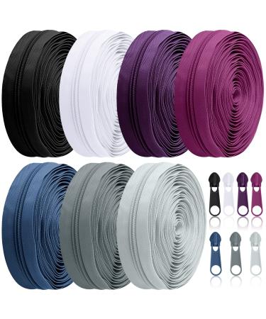 35 Yards/7 Pieces Assorted Colors 5 Nylon Coil Zippers  Mixed Sewing Zippers with 70 Pieces Zipper Sliders Zipper Heads for DIY Sewing Tailor Craft Supplies (Cold Color) Cold Colors