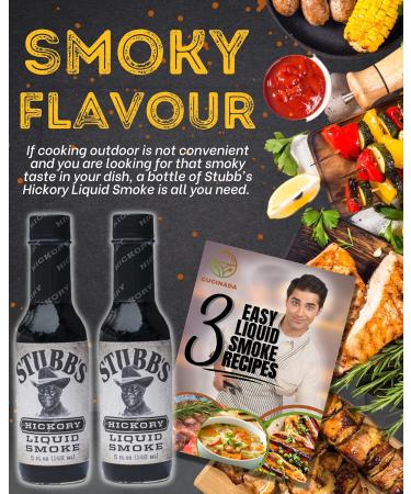 Stubbs Hickory Liquid Smoke for Cooking (148ml x 2) - Vegan Seasoning with Recipe Leaflet | Gluten-Free Liquid Smoke for Flavoring | Perfect for Vegetarians - Buy Online on SooperMarket.com