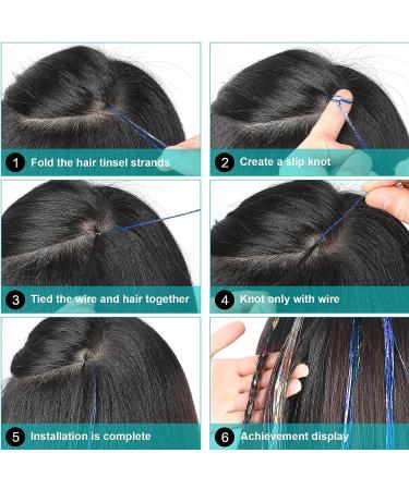 47 Inches Hair Extensions: 12 Colors Holographic Glitter Fairy Tinsel Kit for Women & Girls - Hair Accessories for Sparkles at Halloween, Christmas, New Year, Cosplay Party - Buy Online on SooperMarket.com