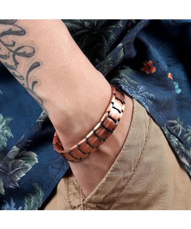 NORTH RING 99.9% Pure Copper Magnetic Bracelet - 3000 Gauss for Men - Adjustable Length & Double-Row Strong Magnets - Buy Online on SooperMarket.com