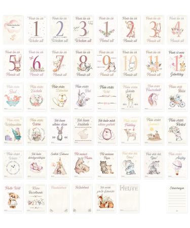 Olgs Milestone Cards for Baby Girls - 45 Unique Cards | Perfect Gift for Birth Baby Showers Pregnancy & Baptism | Boho Style Milestone Cards - Buy Online on SooperMarket.com
