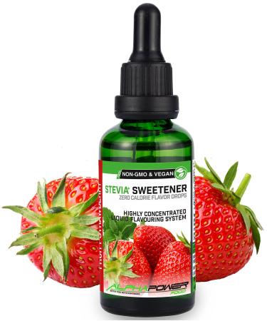 Alphapower Food |Stevia sugar -free flavor drops strawberry | 100% natural liquid aroma + sugar replacement for water muesli dessert smoothies natural strawberry aroma 50 ml (1 Pack)