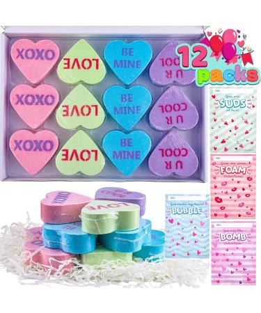 JOYIN 12 Packs Valentine's Day Heart Shape Bath Bomb with Cards - Perfect for Valentine Party Favors & Gifts - Buy Online on SooperMarket.com