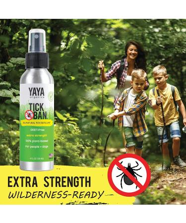 TICK BAN Yaya Organics All Natural Extra Strength Tick Repellent - DEET Free 4oz Spray - Buy Online on SooperMarket.com
