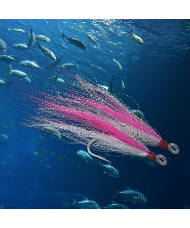Bucktail Teasers Fluke Rig Fishing Hooks - 6pcs Pink/White Set by Shaddock Fishing - Buy Online on SooperMarket.com