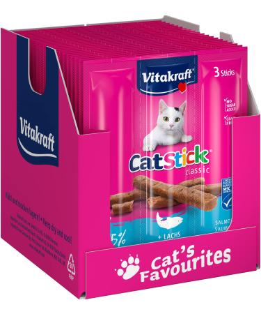 Vita power cat stick classic cat snack meaty mini sticks with salmon in MSC quality in storage size without adding sugar and grain (20x 3 pieces) salmon 18 g (20 pack)