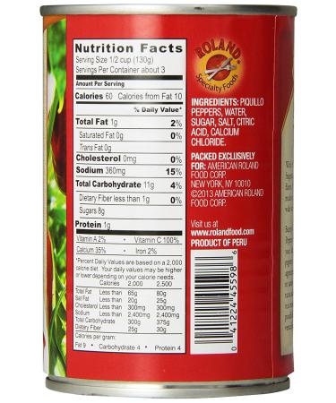 Roland Foods Whole Red Piquillo Peppers  Specialty Imported Food  14.4-Ounce  Pack of 4 14.4 Ounce (Pack of 4) - Buy Online on SooperMarket.com