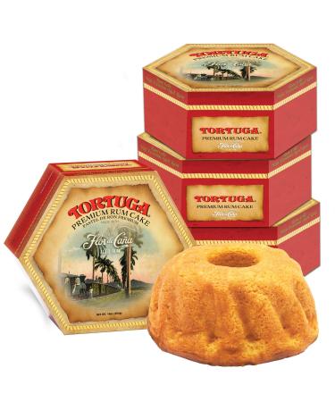TORTUGA Caribbean Flor de Cana Rum Cake w/walnuts- 16 oz Rum Cake - 4 Pack - The Perfect Premium Gourmet Gift for Stocking Stuffers, Gift Baskets, and Christmas Gifts 1 Pound (Pack of 4)