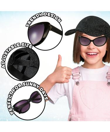 CityComfort Girls' Baseball Cap & UV Protection Sunglasses Set - Adjustable Black Glitter Kids' Gifts - Buy Online on SooperMarket.com