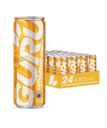 GURU Organic Energy Drink - Guayusa Tropical Punch - Healthy Energy Boost with No Crash - Low Calories - Plant Based Ingredients - Low Sugar - Natural Caffeine - Vegan - Non-GMO - 355ml (Pack of 24)