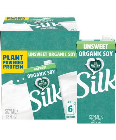 Silk Unsweetened Organic Soymilk 32-Ounce Aseptic Cartons (Pack of 6)