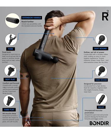 Bondir R2 Massage Gun - Percussion Deep Tissue Back Massager with Extension Handle - Buy Online on SooperMarket.com
