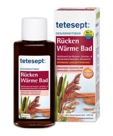 Teteseept back heat bath bath additive with natural bog essences and minerals sustainable depth heat for back neck and shoulder care bath for deep relaxation and loosening 2-pack (2x125 ml)