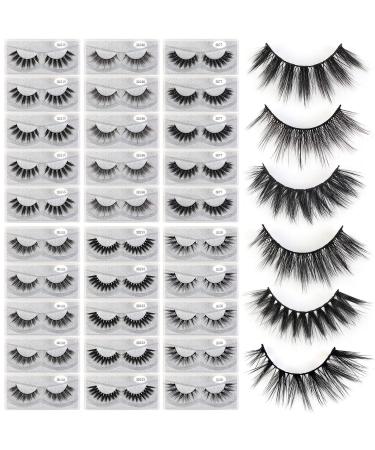 MAGEFY 30 Pairs 6 Styles Faux Mink Eyelashes, 16mm-20mm Lashes Natural Look to Dramatic False Eyelashes, Handmade Reusable Fake Eyelashes with Portable Boxes 30 pairs-6 styles