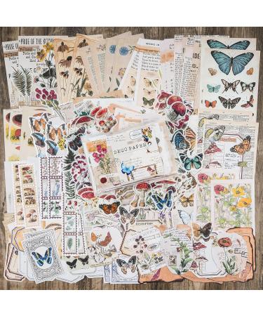 Knaid Vintage Scrapbook Supplies Pack - 200 Pieces for Junk Journals, Planners & Bullet Journals | Botanical Paper Stickers & Craft Kits for Aesthetic Cottagecore Collage Albums - Nature Theme - Buy Online on SooperMarket.com