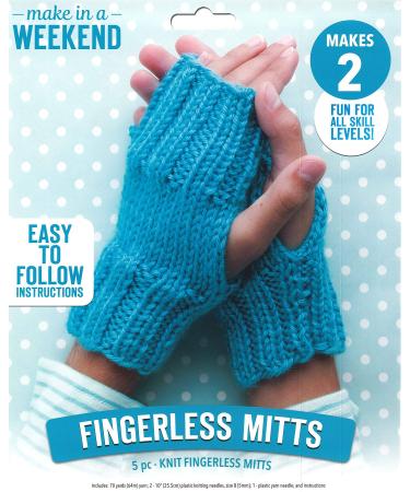 Leisure Arts Fingerless Mittens Make in A Weekend Knit Kit, Assorted
