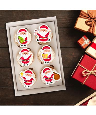 PRECUT Christmas Santa Cupcake Toppers Edible Santa Cake Decorations Christmas Decorations Santa Cake Topper (12) - Buy Online on SooperMarket.com