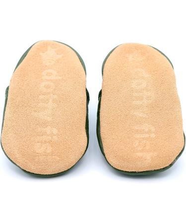 Dotty Fish Soft Leather Baby Shoes for Boys | Animal Designs | Non Slip Toddler Shoes | 0-6 months to 4-5 Years | Green & Cream Bear Design - Buy Online on SooperMarket.com