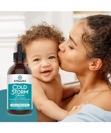 Strauss Naturals Coldstorm Drops Immune & Respiratory Systems Support Supplements with Arctic Cherry Flavor Natural Formula Gluten-Free Soy-Free and Non-GMO 100 ml - Buy Online on SooperMarket.com