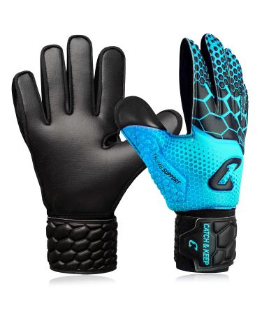 Catch & Keep goalkeeper gloves KRALLE Junior Pro 3.0 - Professional goalkeeper soccer gloves for children - ultra -high Falcon Grip - Optimal children's passport version 3 - Blue 5