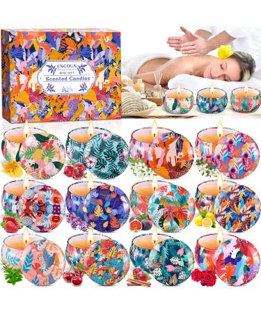 Encoun 12PCs fragrance candles scented candles gift set for women fragrance candles set soy wax aromatherapy candles candles gift set for bathroom yoga mother's day Christmas birthday Valentine's Day