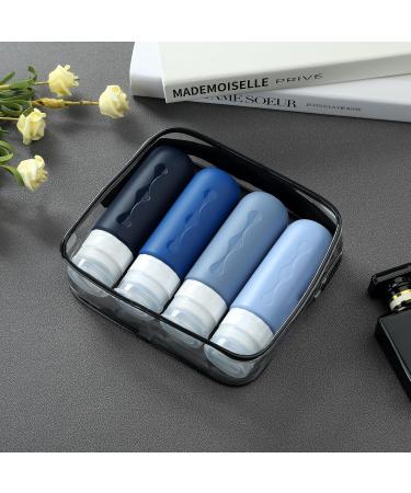 Gemice Silicone Travel Bottles - 4 Pack Leak-Proof Refillable Portable Containers for Lotions Shampoos & Toiletries (90ml) - Navy - Buy Online on SooperMarket.com