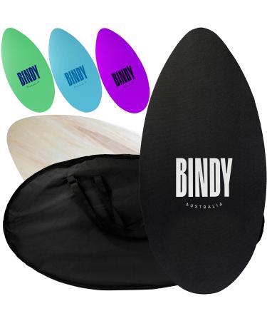 BINDY Australia Skimboard for Beach Kids with Storage Travel Bag - 41 Beginner to Intermediate Wooden Skim Board - Kids Beach Skim Boards for Beginners Durable, Lightweight Wood Body Board with EVA Grip Pad Black Bruce