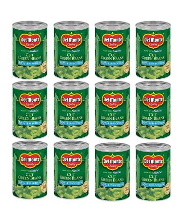 Del Monte Canned Fresh Cut Blue Lake Low Sodium Cut Green Beans, 14.5-Ounce (Pack of 12)