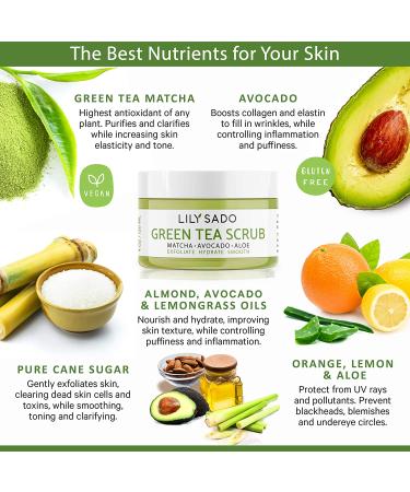 LILY SADO MATCHA MADE IN HEAVEN Sugar Facial Scrub - Daily Exfoliating Cleanser for All Skin Types - Vegan, Acne Treatment, Pore Reducing - 4 oz - Buy Online on SooperMarket.com