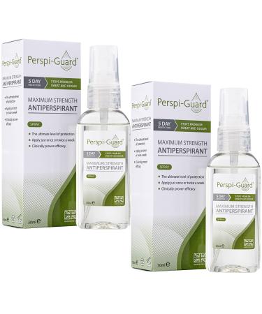 Perspi-Guard Maximum Strength Antiperspirant Spray Strong Deodorant for Excessive Sweating & Hyperhidrosis Treatment Lasts up to 5 Days -- Unscented (50ml) Twin Pack Offer Unscented 50 ml (Pack of 2)