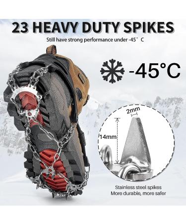 Miracol 23/24-Spikes Stainless Steel Ice Cleats for Men and Women - Anti-Slip Traction Grips for Snow Shoe, Ski, Fishing, Climbing - Black X-Large - Buy Online on SooperMarket.com
