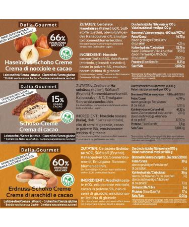 Premium Nut Spreads - No Added Sugar High Nut Content | Vegan Gluten-Free Made in Italy | 4x200g (Hazelnut Chocolate Tender Chocolate Peanut Chocolate) - Palm Oil Free - Buy Online on SooperMarket.com