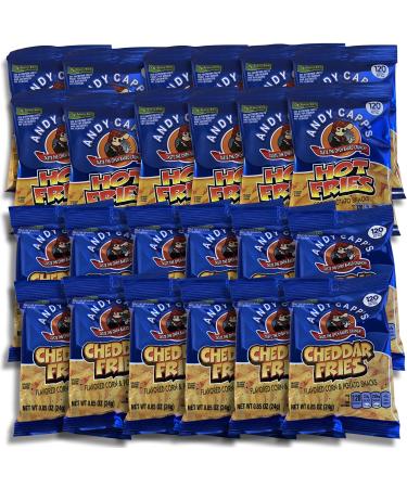 Hot and Cheddar Fries Snacks Value Pack Bundled by Tribeca Curations | 120 Calorie Packs | 24 Bags Hot/Cheddar 24 Bags
