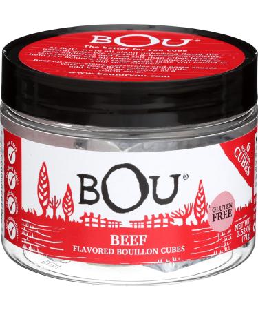 BOU Beef Flavored Bouillon Cubes, One 2.53 Ounce Container Packed with Natural, Traditional Ingredients Beef 2.53 Ounce (Pack of 1)