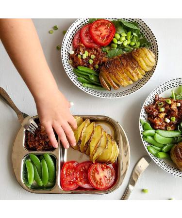 Kiddobloom Children Stainless Steel Divided Plates (2 pc) - Fun Frog Design for Mess-Free Mealtime - Buy Online on SooperMarket.com