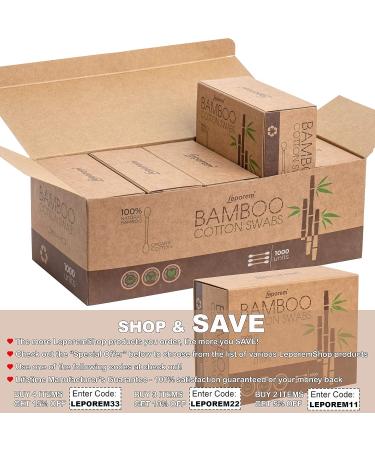 Organic Bamboo Cotton Swabs - 1000 Count | Highly Absorbent & Hygienic | Biodegradable & Recyclable | 5 Pack - Ideal for Beauty, Jewelry, Pet Care - Buy Online on SooperMarket.com