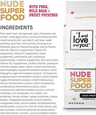 Nude Superfood Dry Dog Food - Grain Free Kibble with Probiotics & Digestive Enzymes for Dogs - Red Meat Medley 23 lb - Buy Online on SooperMarket.com